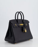*HOLY GRAIL* Hermes Birkin 25 Retourne Bag in Noir Togo Leather with Gold Hardware