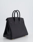 *HOLY GRAIL* Hermes Birkin 25 Retourne Bag in Noir Togo Leather with Gold Hardware