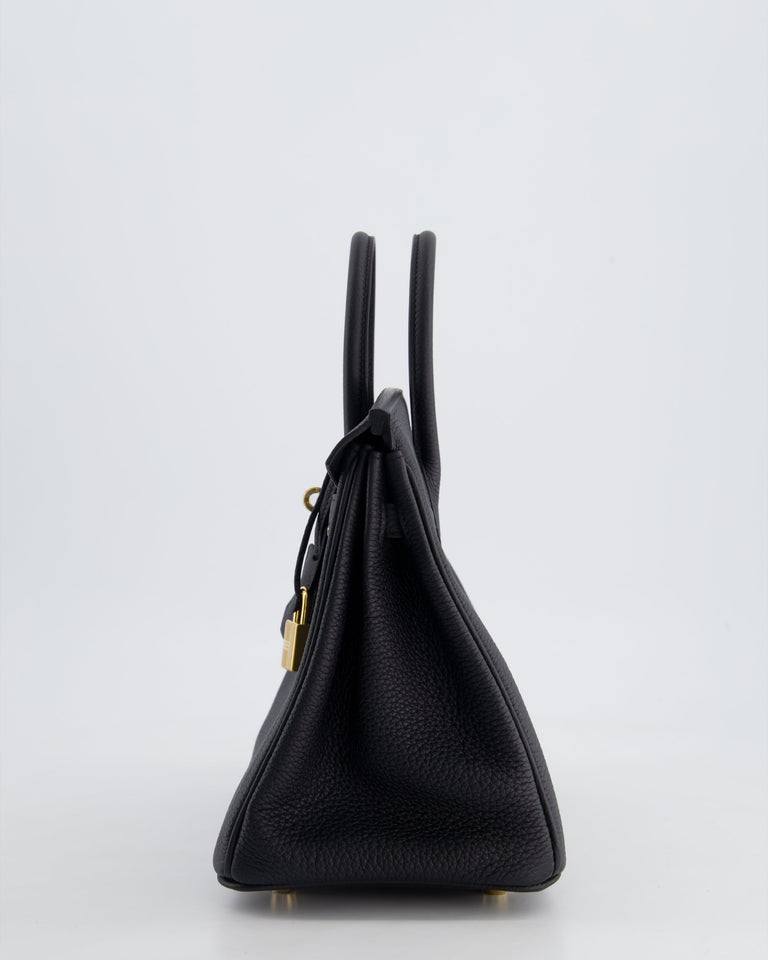 *HOLY GRAIL* Hermes Birkin 25 Retourne Bag in Noir Togo Leather with Gold Hardware