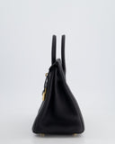 *HOLY GRAIL* Hermes Birkin 25 Retourne Bag in Noir Togo Leather with Gold Hardware