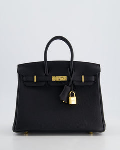 *HOLY GRAIL* Hermes Birkin 25 Retourne Bag in Noir Togo Leather with Gold Hardware