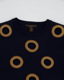 Louis Vuitton Navy Long-Sleeve Wool Top with Gold Cut-Out Details Size S (UK 8)