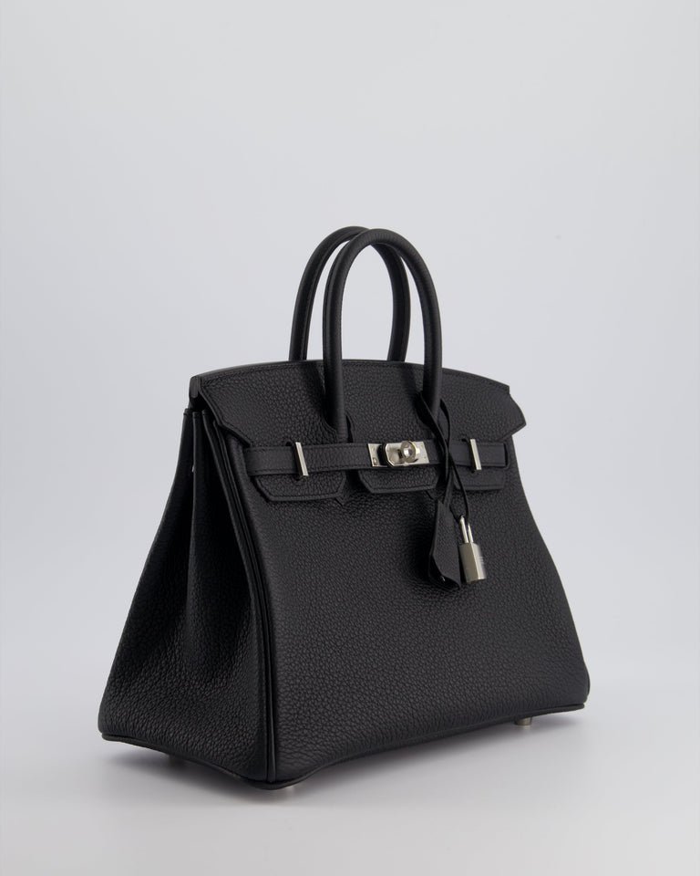 *RARE* Hermes Hermes Birkin 25 Retourne Bag in Noir Togo Leather with Palladium Hardware