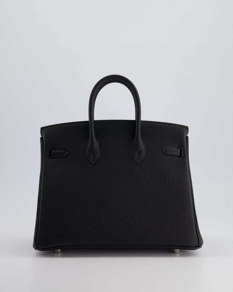 *RARE* Hermes Hermes Birkin 25 Retourne Bag in Noir Togo Leather with Palladium Hardware