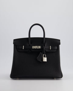 Hermes Birkin 25 Retourne Bag in Black Togo Leather with Palladium Hardware