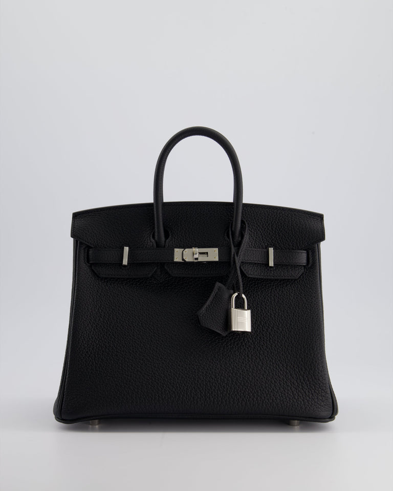 *RARE* Hermes Hermes Birkin 25 Retourne Bag in Noir Togo Leather with Palladium Hardware