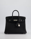 Hermes Birkin 25 Retourne Bag in Black Togo Leather with Palladium Hardware