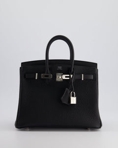 Hermes Birkin 25 Retourne Bag in Black Togo Leather with Palladium Hardware