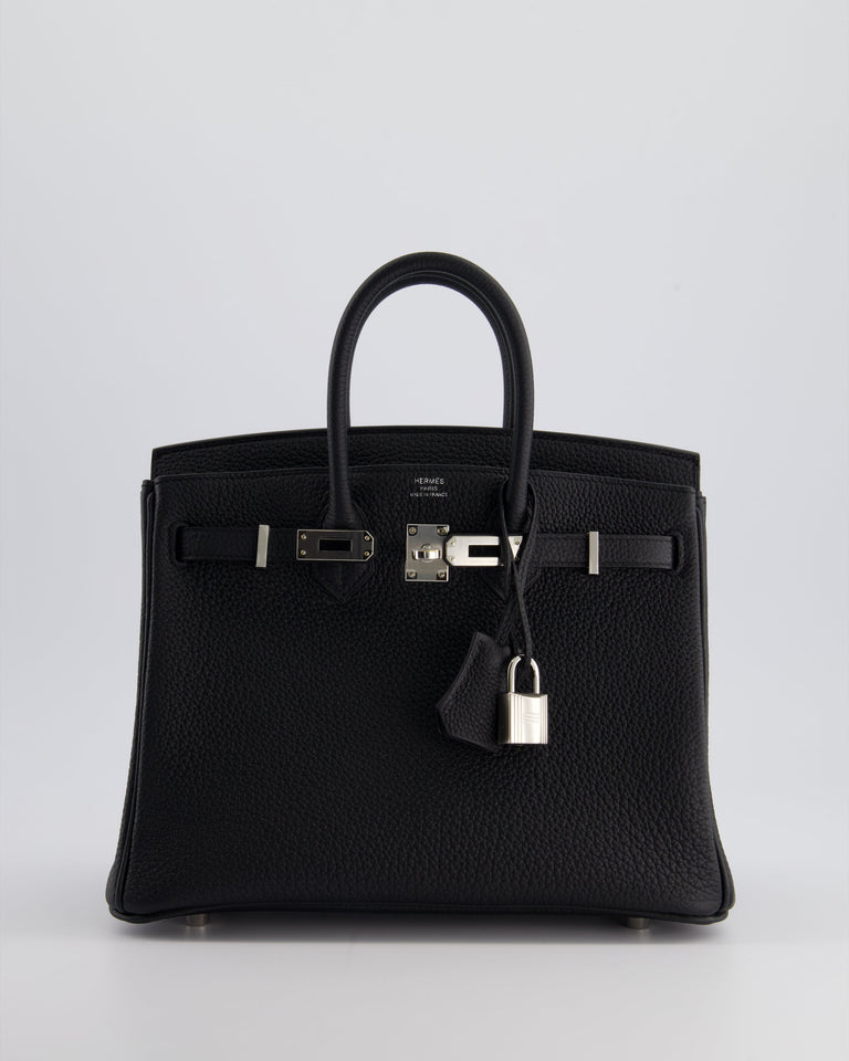 Hermes Birkin 25 Retourne Bag in Black Togo Leather with Palladium Hardware
