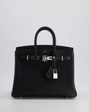 Hermes Birkin 25 Retourne Bag in Black Togo Leather with Palladium Hardware