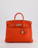 Hermes Birkin 25 Retourne Bag in Capucine Togo Leather and Palladium Hardware