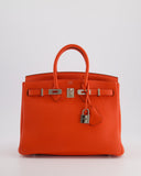 Hermes Birkin 25 Retourne Bag in Capucine Togo Leather and Palladium Hardware