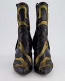 Louis Vuitton Black and Gold Leather 2018 Fireball Western Boots Size EU 39
