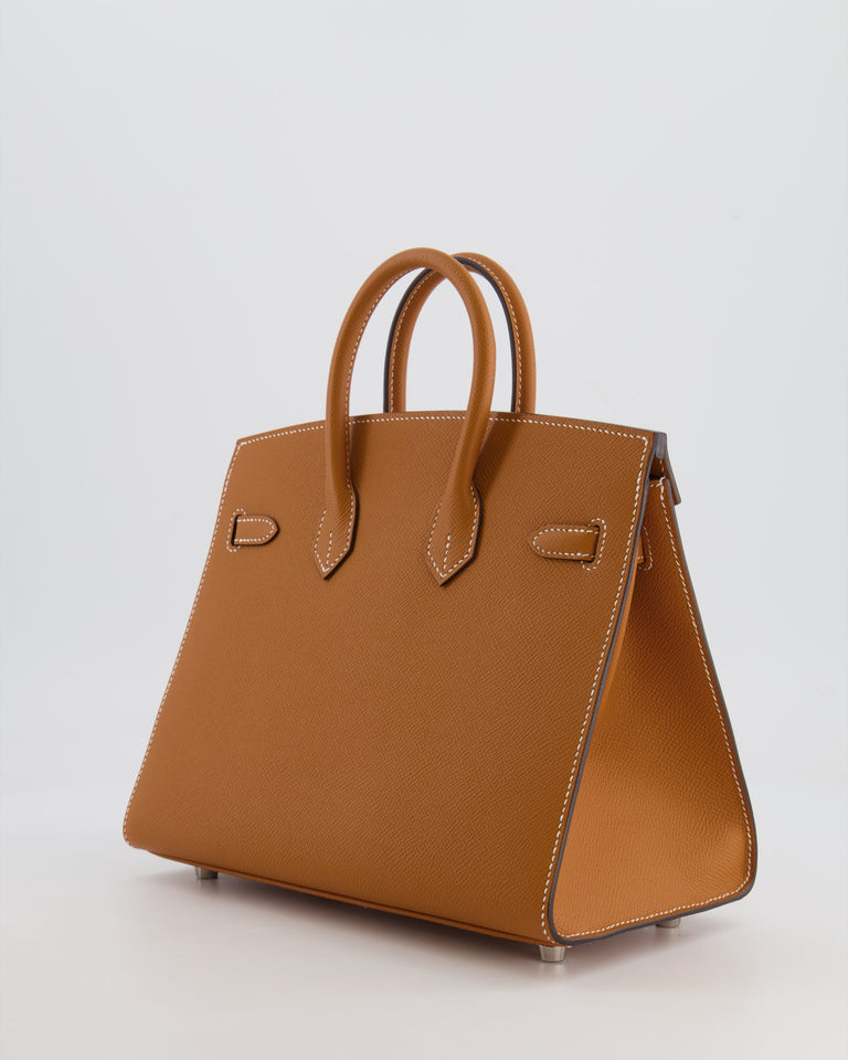 Hermes Birkin 25 Sellier Bag in Toffee Epsom Leather with Palladium Hardware
