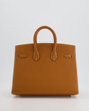 Hermes Birkin 25 Sellier Bag in Toffee Epsom Leather with Palladium Hardware