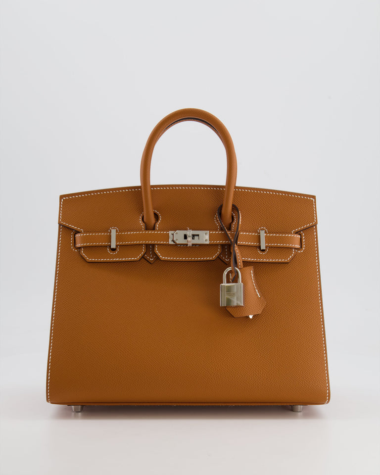 Hermes Birkin 25 Sellier Bag in Toffee Epsom Leather with Palladium Hardware