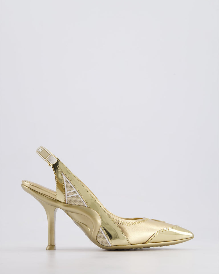 Louis Vuitton Metallic Gold Archlight Slingback Heels With Logo Details Size EU 37