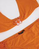 Louis Vuitton Orange Two-Piece Bikini Set with Floral Details Size FR 40/44 (UK 12/16)