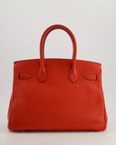 Hermes Birkin 30cm Bag Retourne Rouge Tomate in Clemence Leather with Palladium Hardware