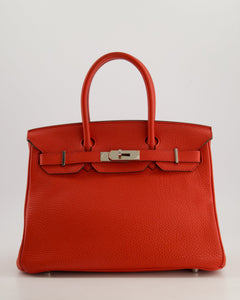 Hermes Birkin 30cm Bag Retourne Rouge Tomate in Clemence Leather with Palladium Hardware