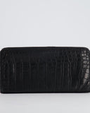 Louis Vuitton Black Crocodile Wallet with Silver Hardware