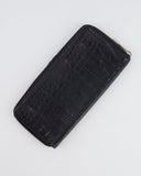 Louis Vuitton Black Crocodile Wallet with Silver Hardware