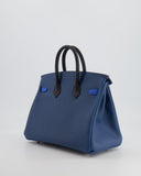 Hermes Birkin 25 Retourne Bag in Tricolour Deep Blue, Bleu Hydra and Black Epsom Leather with Palladium Hardware