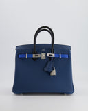 Hermes Birkin 25 Retourne Bag in Tricolour Deep Blue, Bleu Hydra and Black Epsom Leather with Palladium Hardware