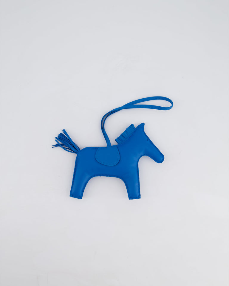 Hermes Rodeo GM Bag Charm in Bleu Zanzibar Milo Leather