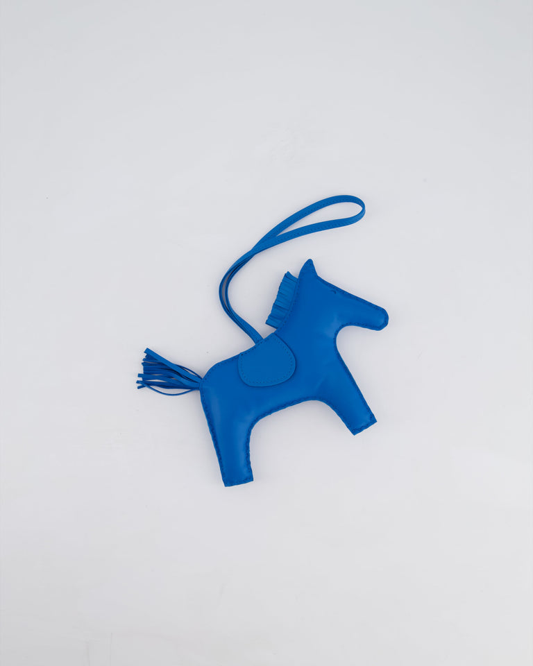 Hermes Rodeo GM Bag Charm in Bleu Zanzibar Milo Leather