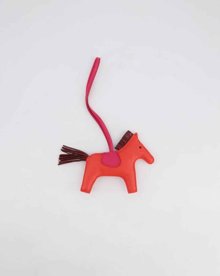 Hermes Rodeo MM Bag Charm in Rose Jaipur, Rouge , Framboise Milo and Swift Leather