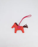 Hermes Rodeo MM Bag Charm in Rose Jaipur, Rouge , Framboise Milo and Swift Leather