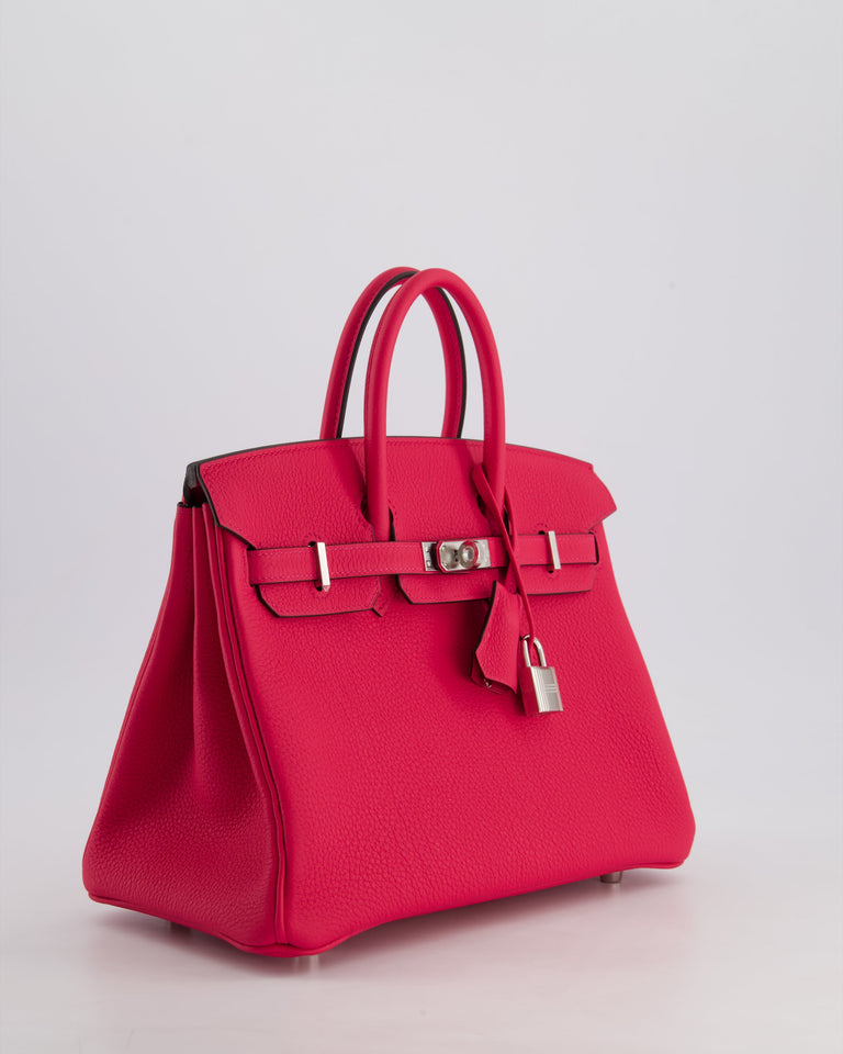*RARE* Hermes Birkin 25 Retourne Bag in Rose Mexico Togo Leather with Palladium Hardware