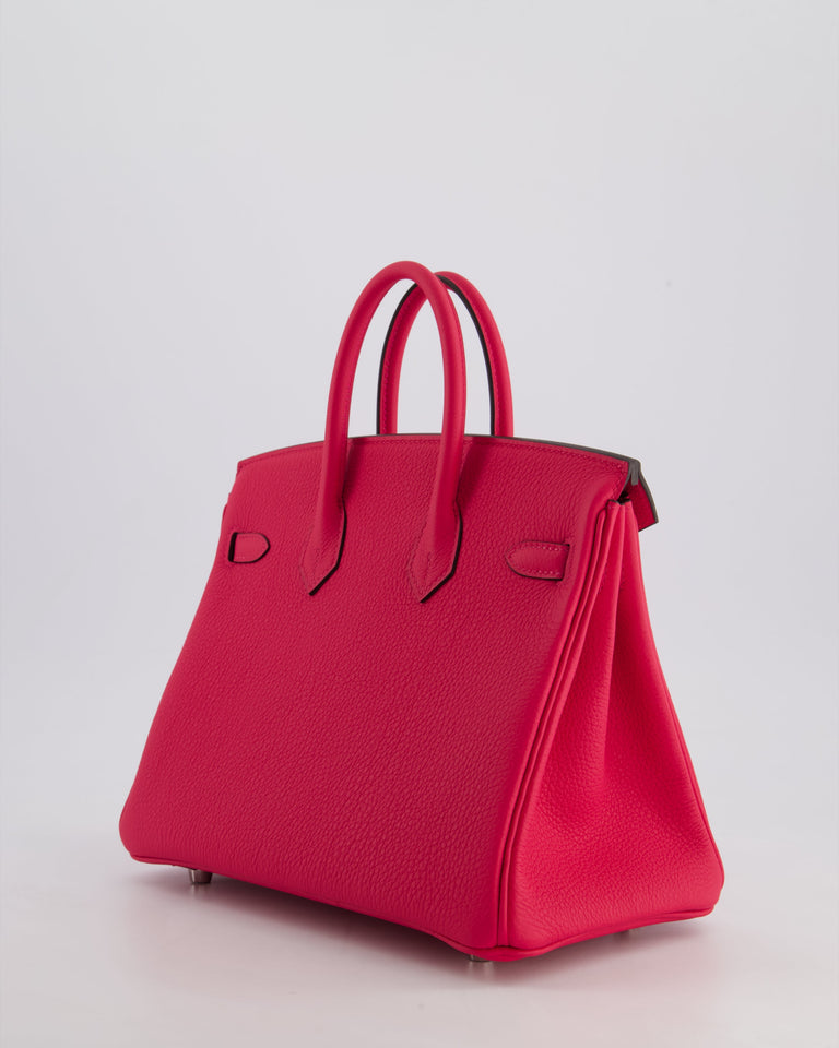 *RARE* Hermes Birkin 25 Retourne Bag in Rose Mexico Togo Leather with Palladium Hardware