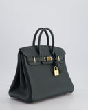 Hermes Birkin 25 Retourne Bag in Vert Mangrove Togo Leather with Permabrass Hardware