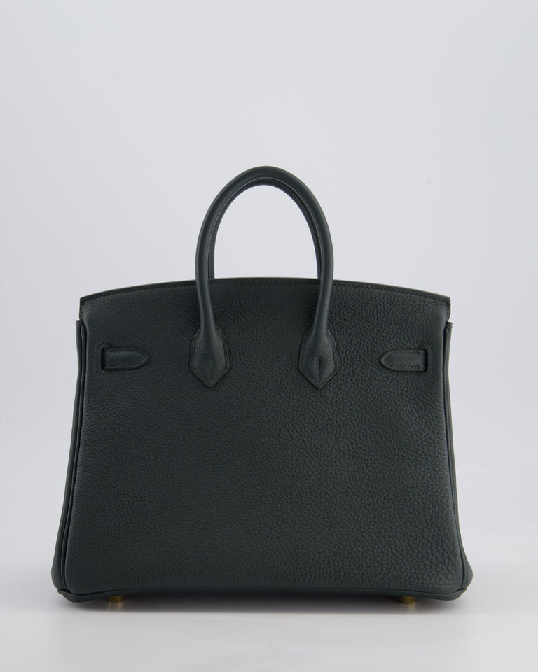 Hermes Birkin 25 Retourne Bag in Vert Mangrove Togo Leather with Permabrass Hardware