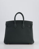 Hermes Birkin 25 Retourne Bag in Vert Mangrove Togo Leather with Permabrass Hardware