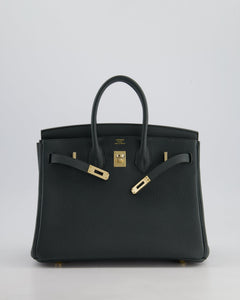 Hermes Birkin 25 Retourne Bag in Vert Mangrove Togo Leather with Permabrass Hardware