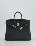 Hermes Birkin 25 Retourne Bag in Vert Mangrove Togo Leather with Permabrass Hardware