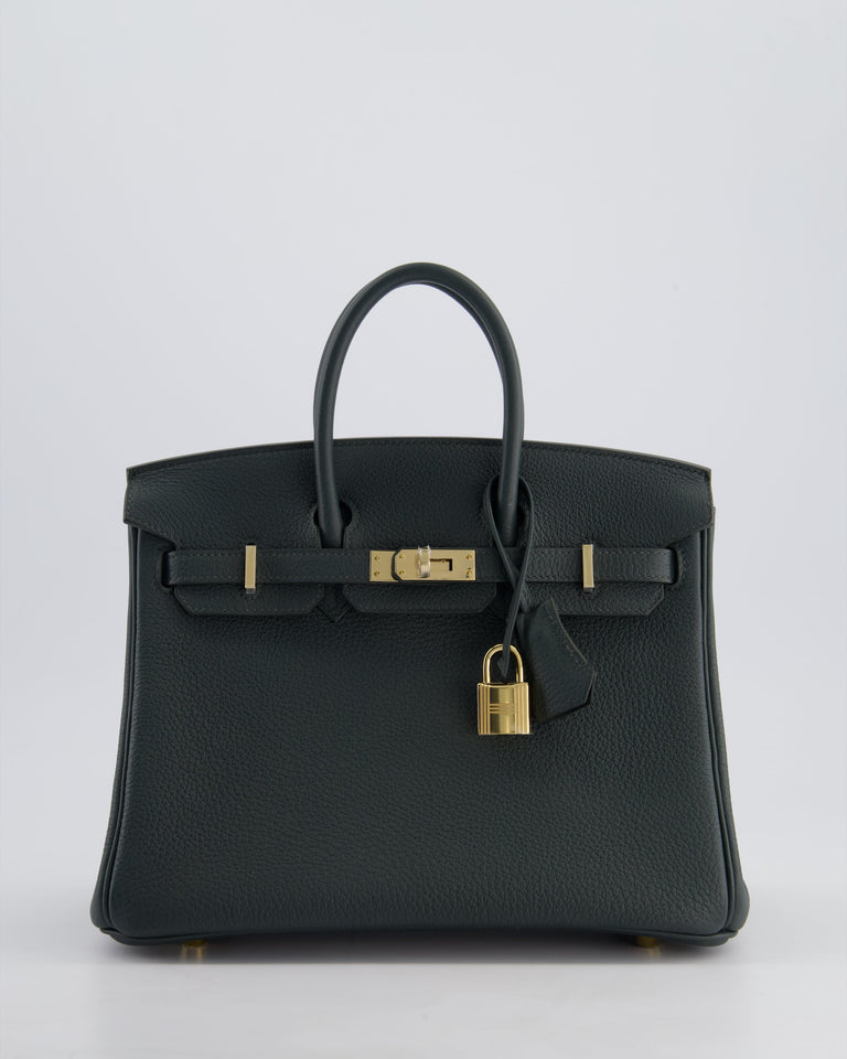Hermes Birkin 25 Retourne Bag in Vert Mangrove Togo Leather with Permabrass Hardware