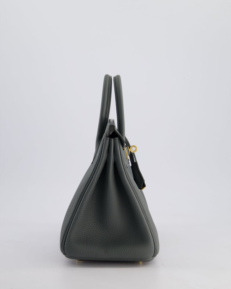*SUPER HOT COLOUR* Hermes Birkin 25 Retourne Bag in Vert Amande Togo Leather with Gold Hardware