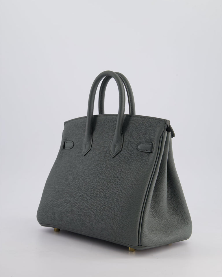 *SUPER HOT COLOUR* Hermes Birkin 25 Retourne Bag in Vert Amande Togo Leather with Gold Hardware