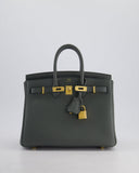*SUPER HOT COLOUR* Hermes Birkin 25 Retourne Bag in Vert Amande Togo Leather with Gold Hardware