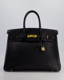 Hermes Birkin 35 Retourne Bag in Black Ardennes Leather with Gold Hardware