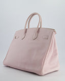 Hermes Birkin 35 Retourne Bag in Rose Dragee Swift Leather with Palladium Hardware
