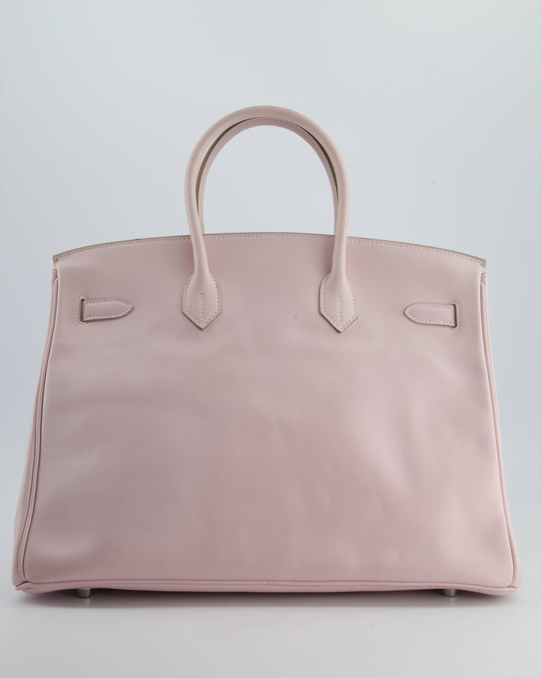 Hermes Birkin 35 Retourne Bag in Rose Dragee Swift Leather with Palladium Hardware
