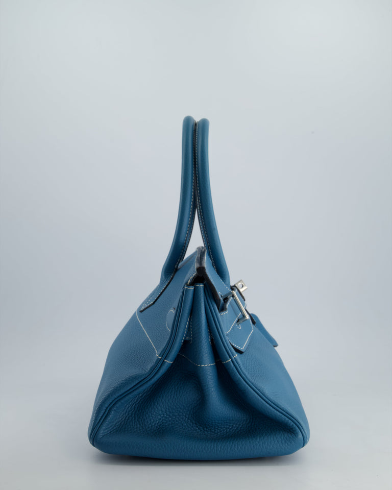 *COLLECTORS* Hermes Birkin JPG Bag in Bleu Jean Clemence Leather with Palladium Hardware