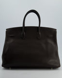 Hermes Birkin 35 Retourne Bag in Chocolat Clemence Leather with Palladium Hardware