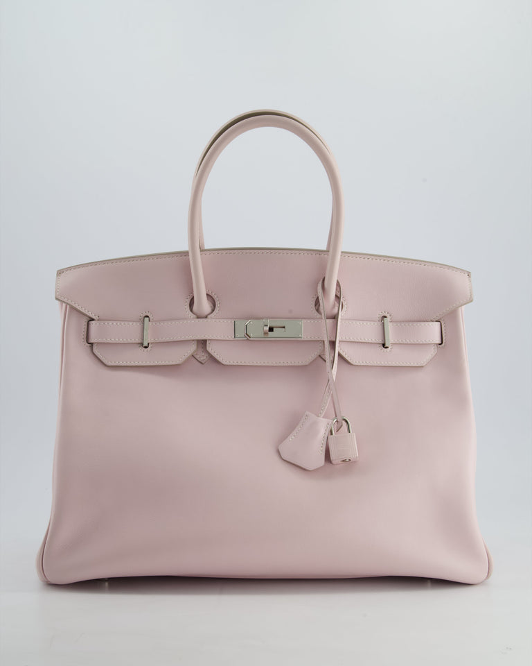 Hermes Birkin 35 Retourne Bag in Rose Dragee Swift Leather with Palladium Hardware