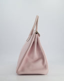 Hermes Birkin 35 Retourne Bag in Rose Dragee Swift Leather with Palladium Hardware